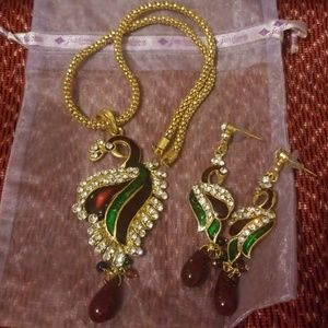 Peacock and earring set